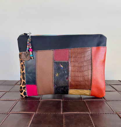 Multicolored Leather Large Clutch