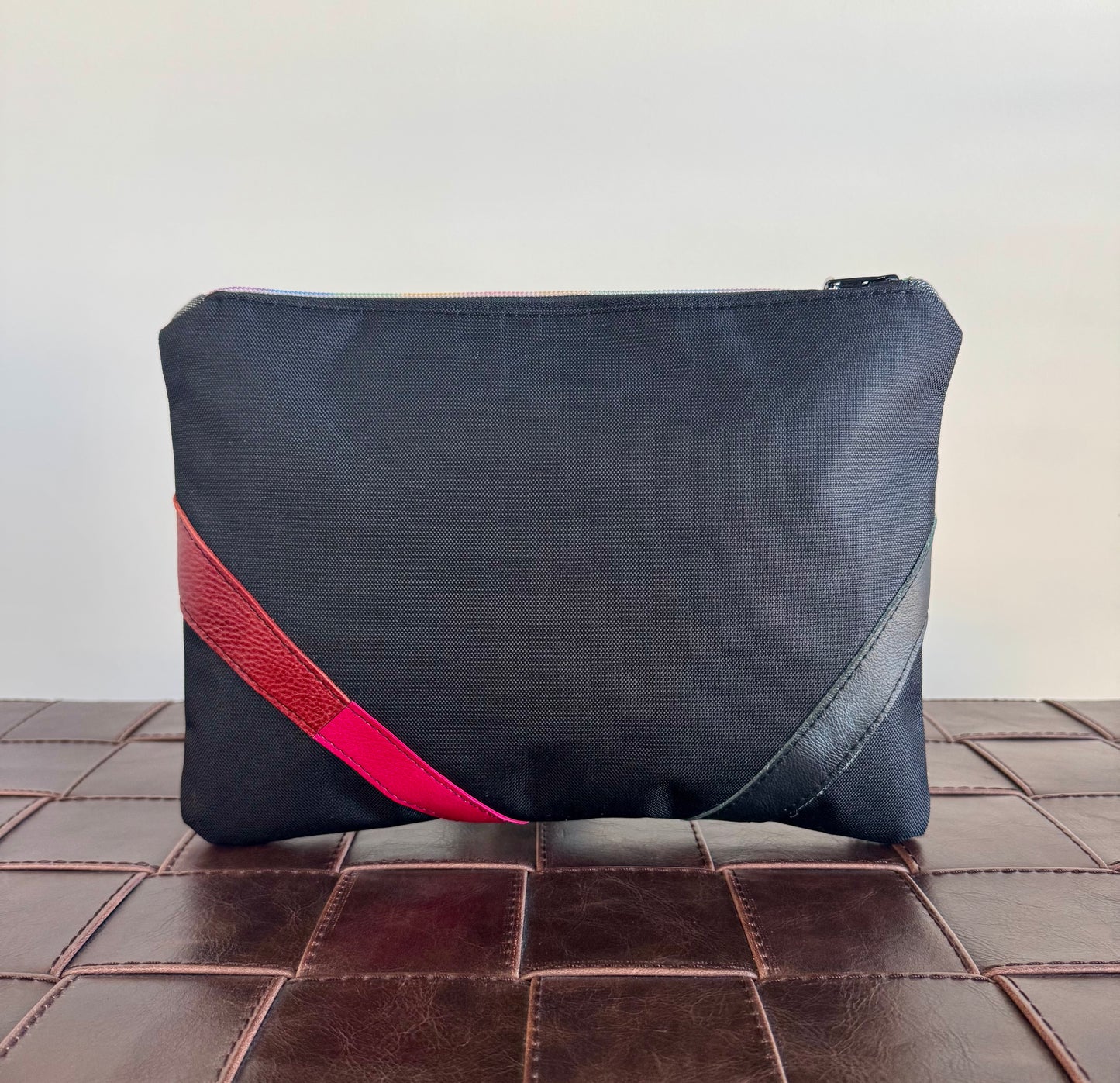 Multicolored Leather Large Clutch