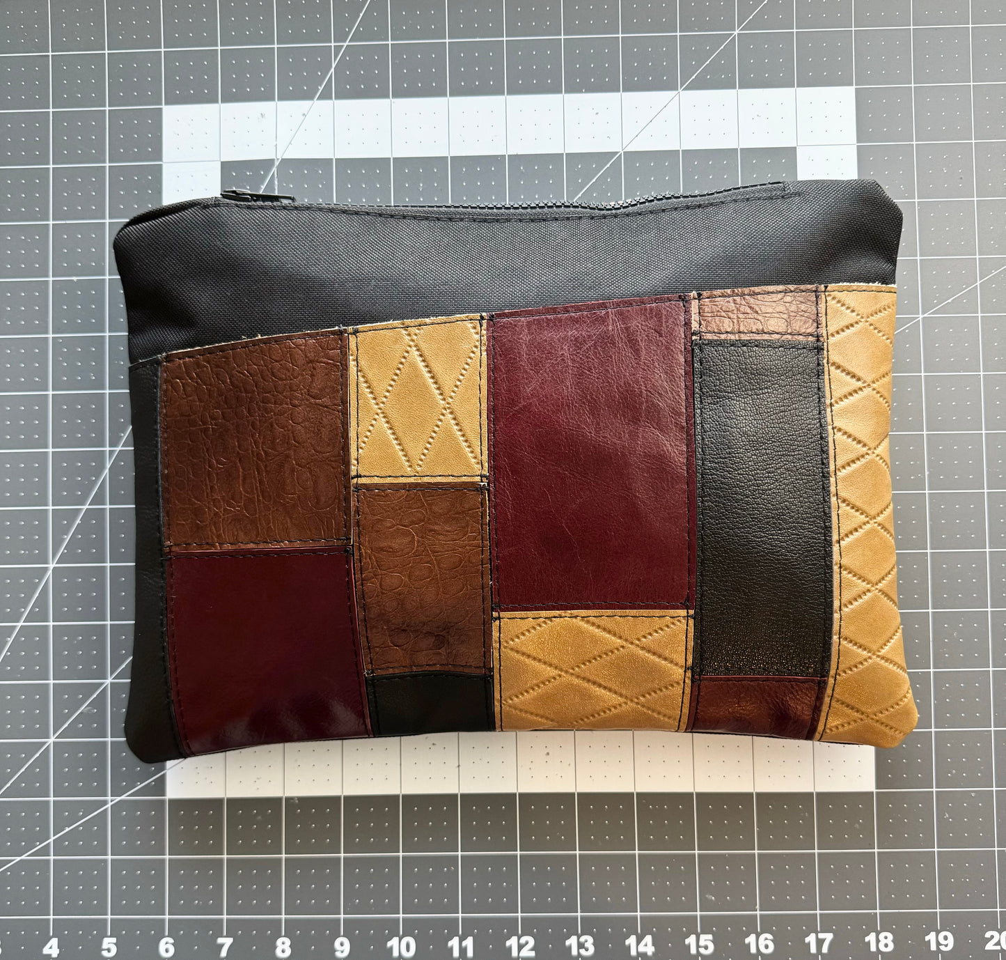 Multicolored Leather Large Clutch