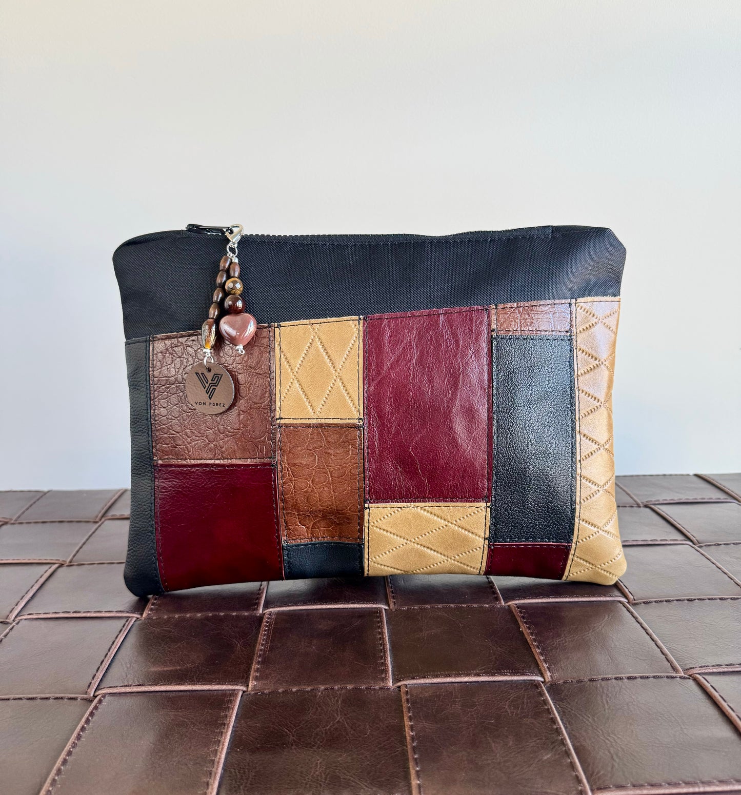 Multicolored Leather Large Clutch