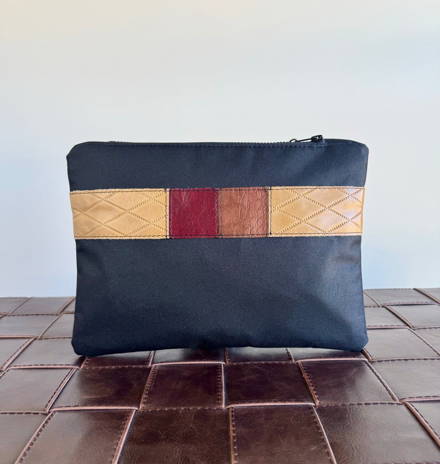 Multicolored Leather Large Clutch