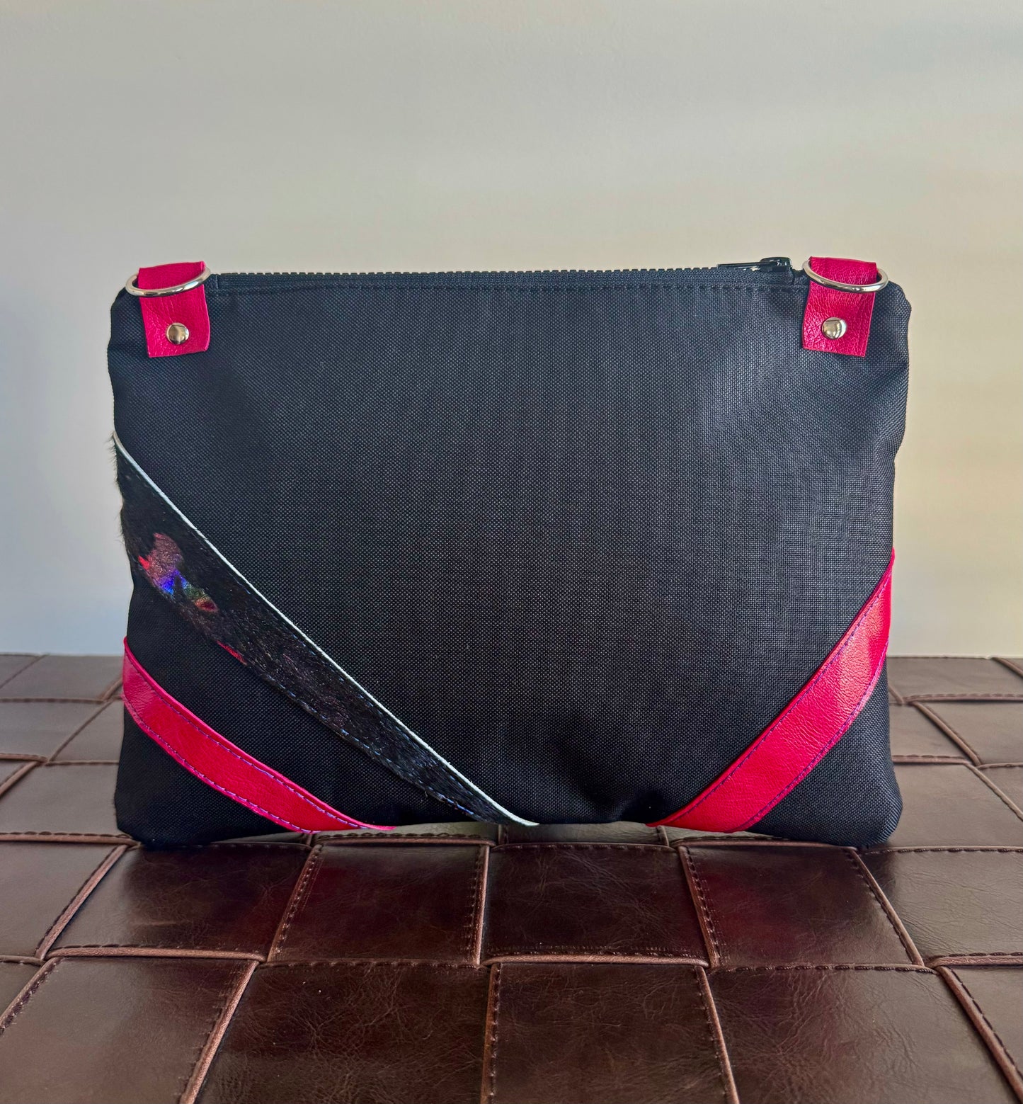 Black Rainbow Leather Large Clutch/Crossbody