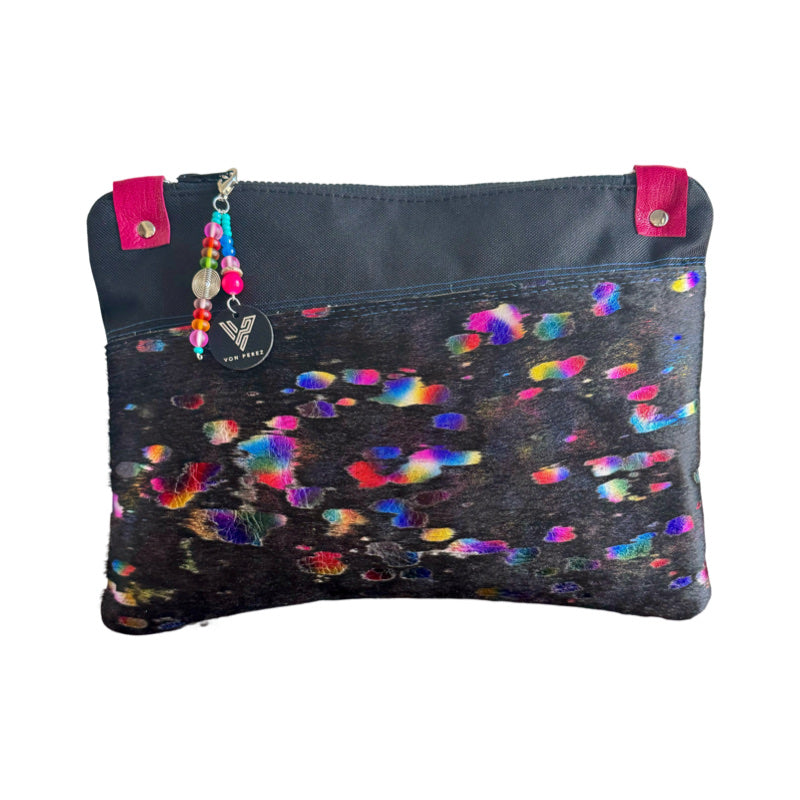 Black Rainbow Leather Large Clutch/Crossbody